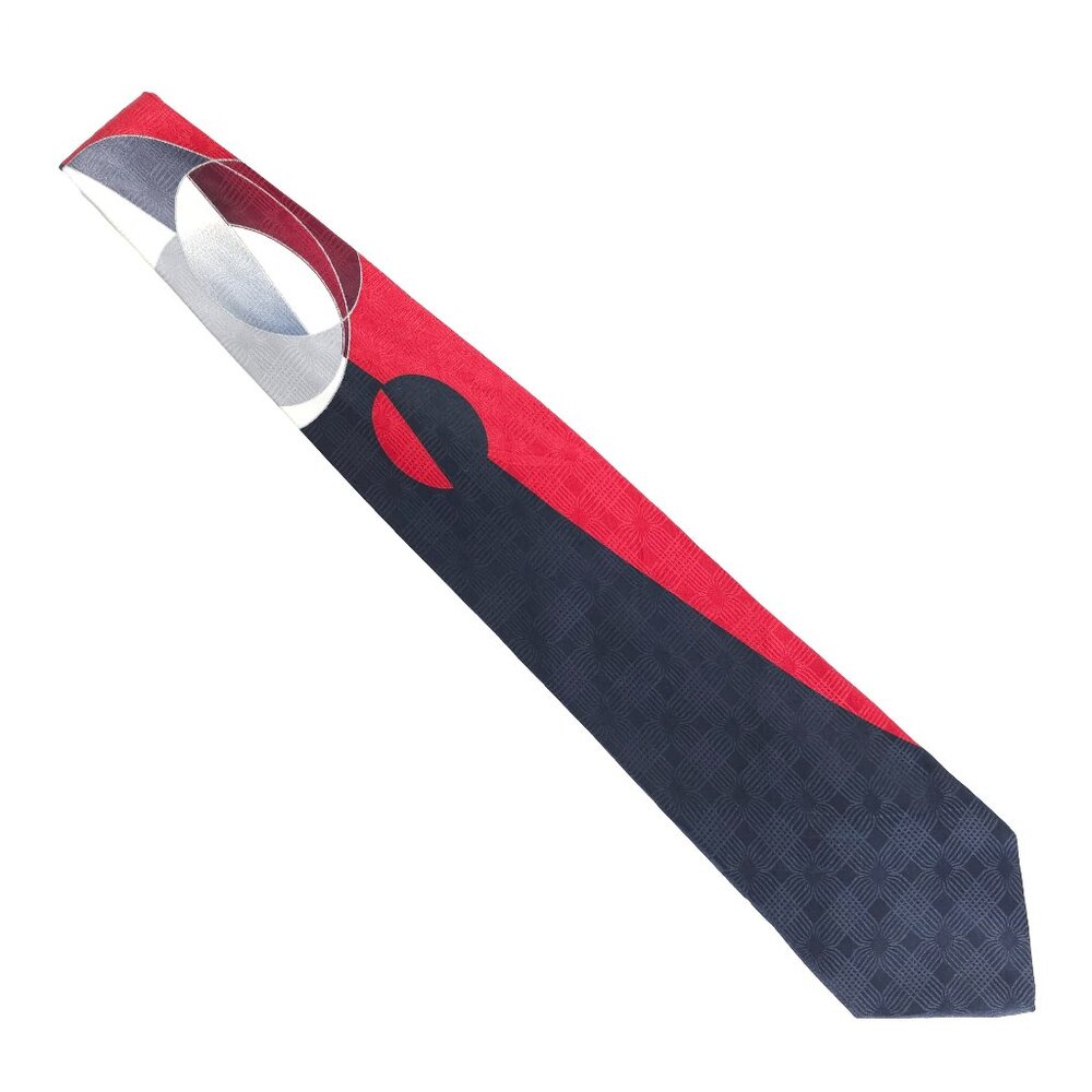 Enrico Capucci Men Necktie 100% Silk Geometric Black Red Size 61x4 - NWOT